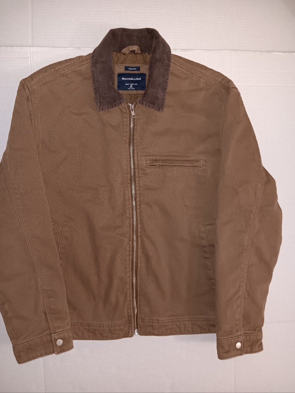 Abercrombie & Fitch Men's Heavy-Duty Canvas Jacket with Corduroy Collar
